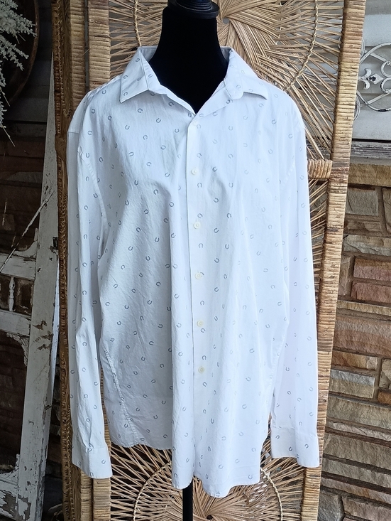 Bar III Other - Bar III Slim Fit 100% Cotton White Dress Shirt with Horseshoe Print_XL 34-35